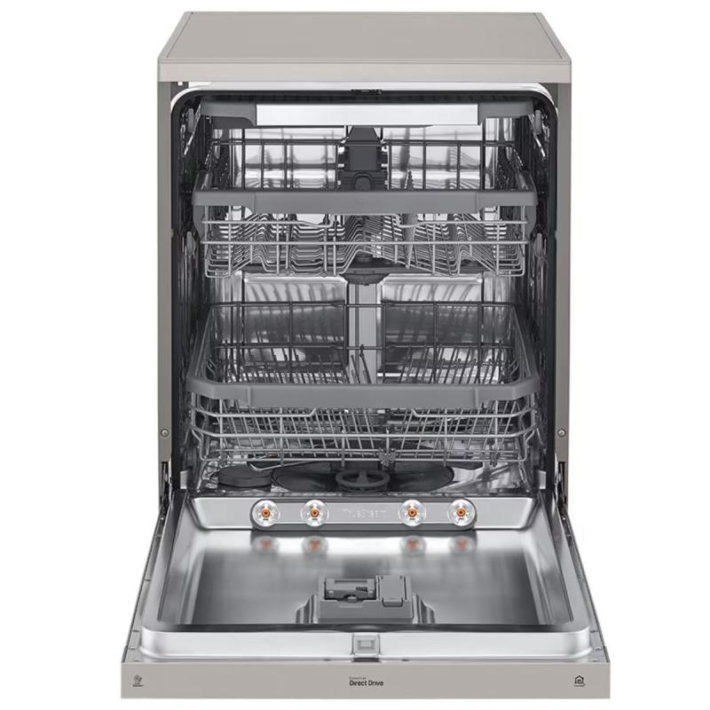 غسالة أطباق إل جي قائمة بذاتها، ١٠ برامج، ١٤ إعدادًا، لون فضي بلاتيني - DFC435FP.APZPMEA