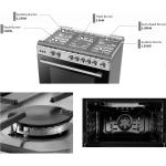 شارب طباخ 90×60 سم، 5 شعلات، ستانلس ستيل - فضي