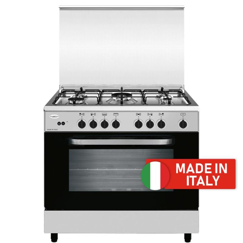 فلاميغاس طباخ،5 شعلات،٩٠ × ٦٠ سم - فضي